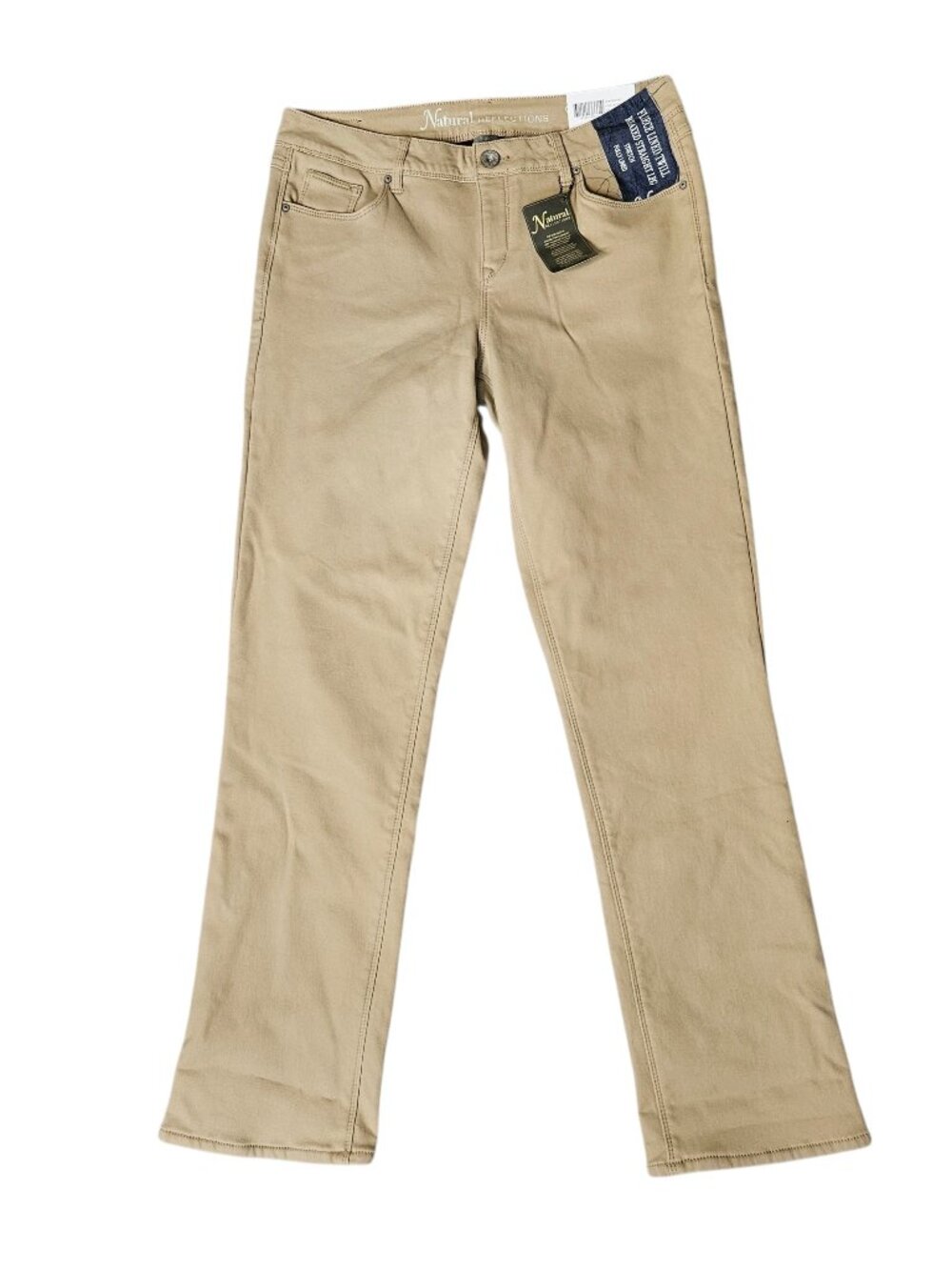 NWT Natural Reflections Women's 10 Fleece Lined Pants Khaki Stretch Straight Leg